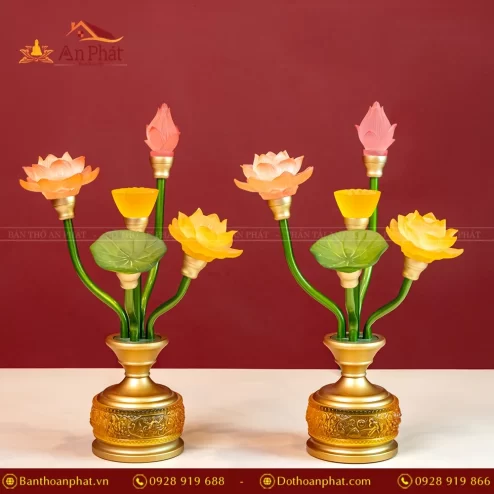 Đèn thờ điện hoa sen lưu ly DTD1393 An Phát