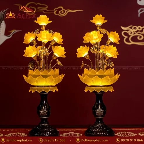 Đèn thờ điện hoa sen lưu ly nhiều bông DTD1359 An Phát