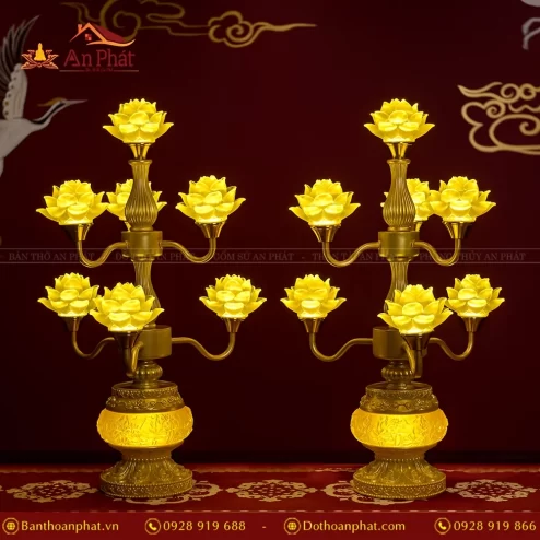 Đèn thờ điện hoa sen lưu ly 9 bông