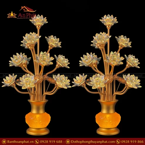 Đèn thờ điện hoa sen pha lê 13 bông DTD1394 An Phát