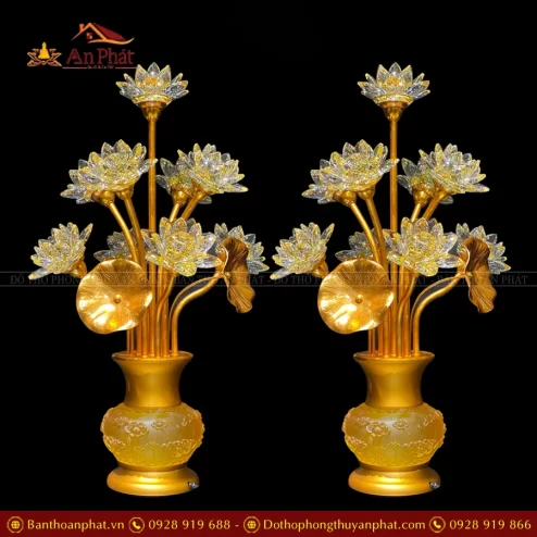 Đèn thờ điện hoa sen pha lê 9 bông DTD1394 An Phát