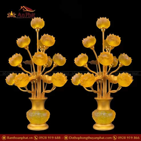 Đèn thờ điện hoa sen thịnh thế 13 bông cụp DTD1401 An Phát