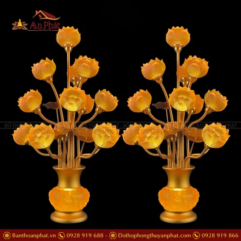 Đèn thờ lưu ly hoa sen cao cấp