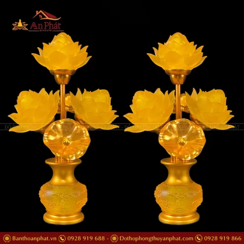 Đèn thờ điện hoa sen thịnh thế 3 bông DTD1399 An Phát