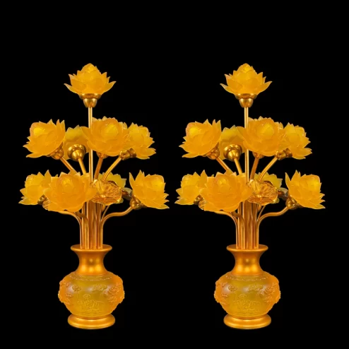 Đèn thờ điện hoa sen thịnh thế có lá sen DTD1398 An Phát