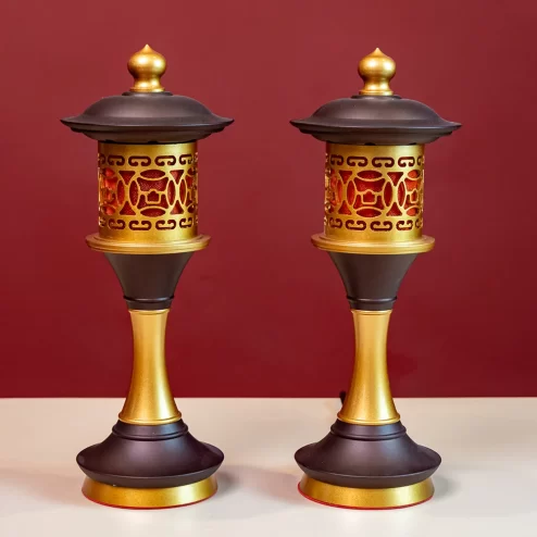 Đèn thờ điện hợp kim trụ mái chùa đỏ DTD1382 An Phát
