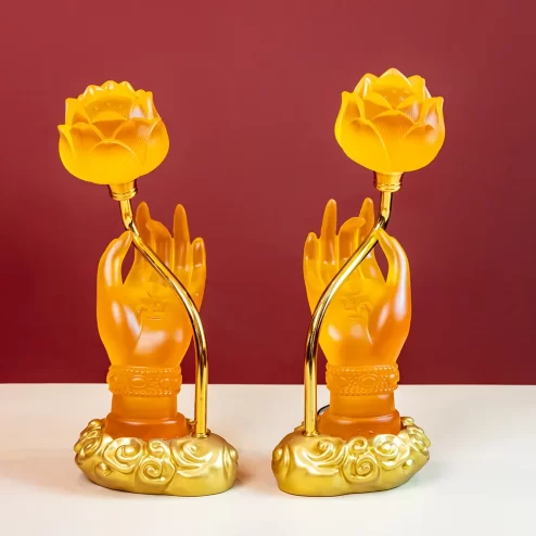 Đèn thờ điện lưu ly bàn tay Phật DTD1371 An Phát