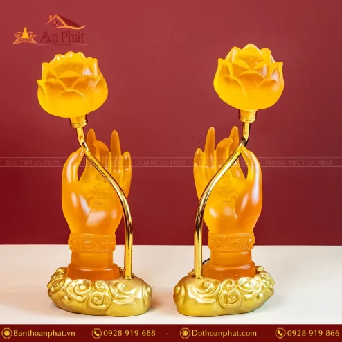 Đèn thờ điện lưu ly bàn tay Phật DTD1371 An Phát