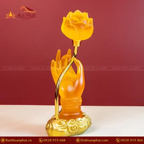 Đèn thờ hoa sen lưu ly bằng điện