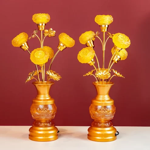 Đèn thờ điện lưu ly hoa sen 5 bông DTD1383 An Phát