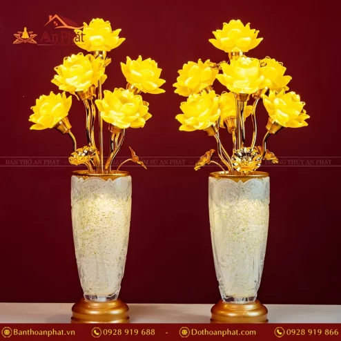 Đèn thờ điện lưu ly hoa sen 7 bông nhập khẩu