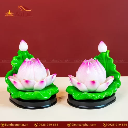 Đèn thờ điện Lưu ly sen 1 bông 1 nụ DTD1385 An Phát