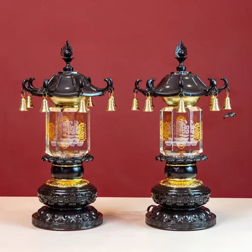 Đèn thờ điện pha lê trụ vuông chữ Phật DTD1366 An Phát