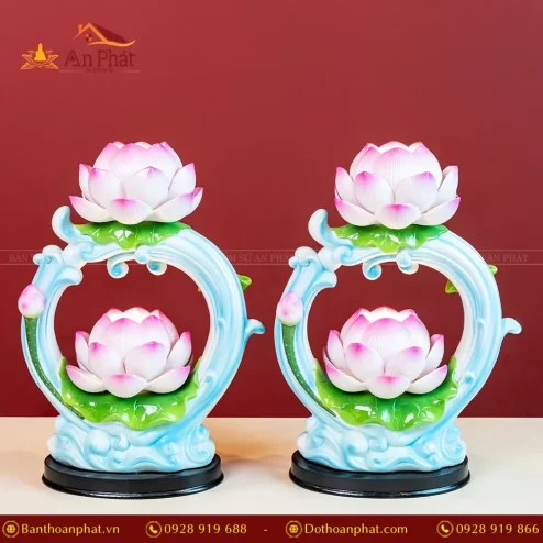 Đèn thờ điện sen nở 2 tầng cao cấp DTD1391 An Phát