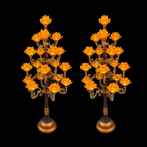 Đèn thờ điện thân cổ lưu ly sen nở nhiều bông DTD1418 An Phát