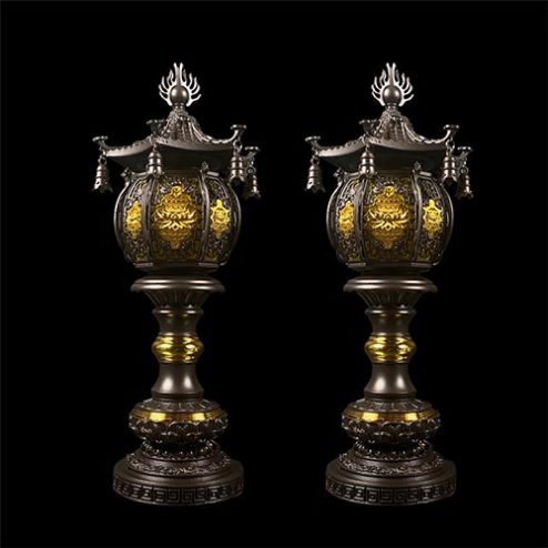 Đèn Thờ Đồng Cầu Liên Hoa Mái Chùa Dát Vàng DTD1348