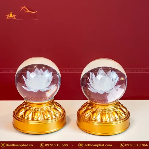 Đèn bàn thờ lắp pin pha lê