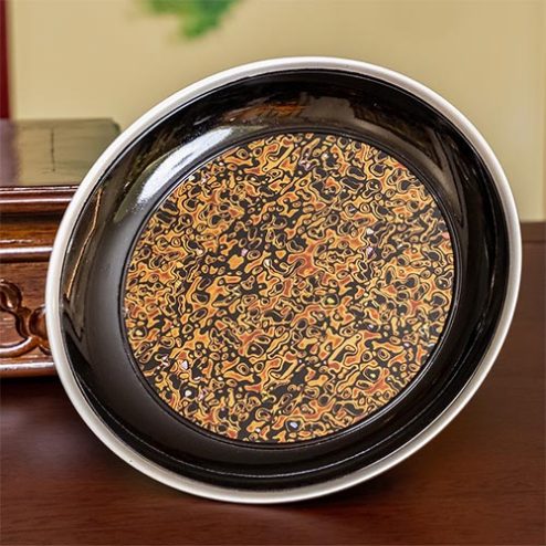 Đĩa Bồng Thờ Đồng Hoa Văn Đen Nhập Khẩu DT453
