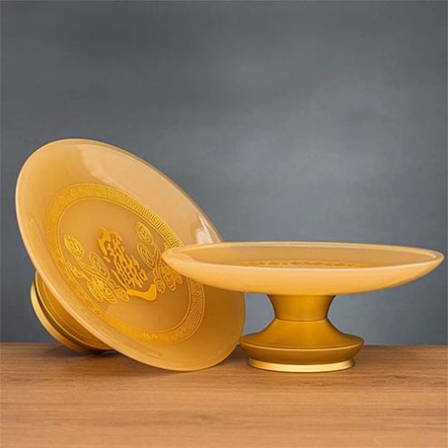 Đĩa Bồng Thờ Tâm Kinh Phật Vàng Ngọc Bọc Đồng DT586