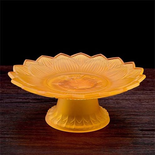 Đĩa Thờ Lưu Ly Vàng Nhập Khẩu DT570