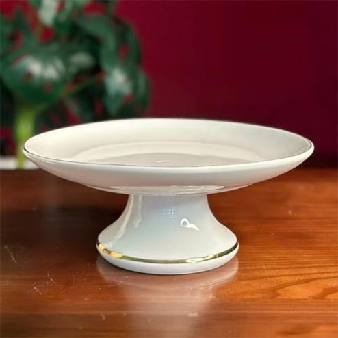 Đĩa Thờ Sứ Trắng Viền Vàng Nhập Khẩu DT555