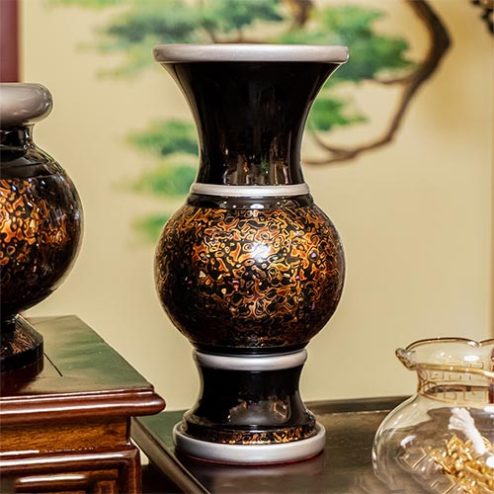Lọ Hoa Đồng Cao Cấp Hoa Văn Đen Nhập Khẩu DT455