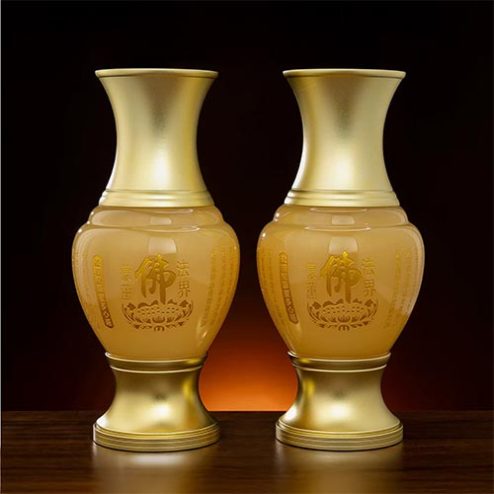 Lọ Hoa Ngọc Tâm Kinh Vàng Bọc Đồng Cao Cấp DT587