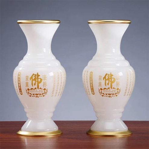 Lọ Hoa Ngọc Trắng Tâm Kinh Bọc Đồng Cao Cấp DT581