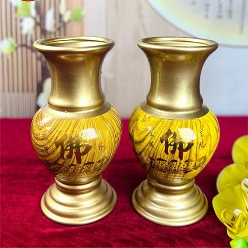 Lọ Hoa Sứ Bát Nhã Tâm Kinh Vàng Chữ Phật DT632