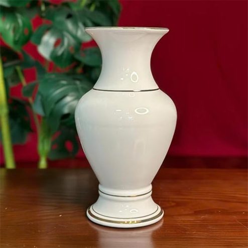 Lọ Hoa Sứ Trắng Viền Vàng Nhập Khẩu DT557