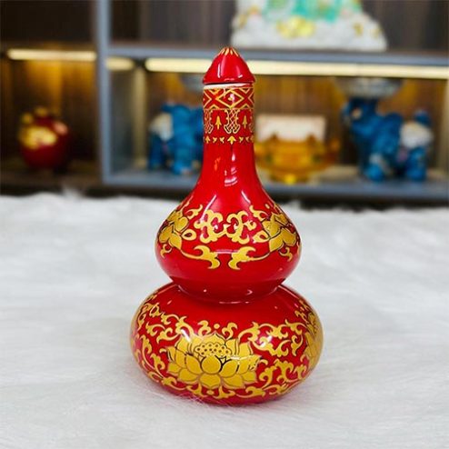 Nậm Rượu Sứ Gấm Đỏ Hoa Sen DT618