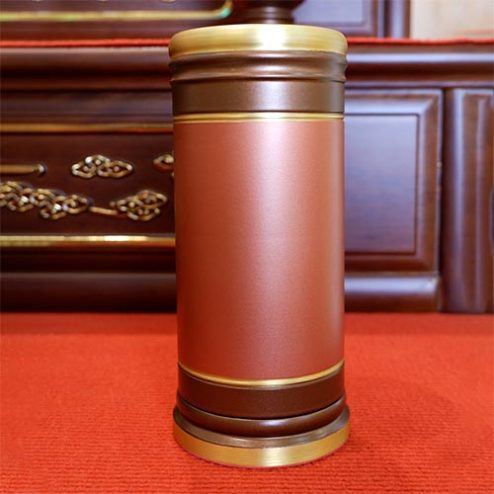 Ống Đựng Hương Đồng Nâu Chữ Phật Nổi DT460