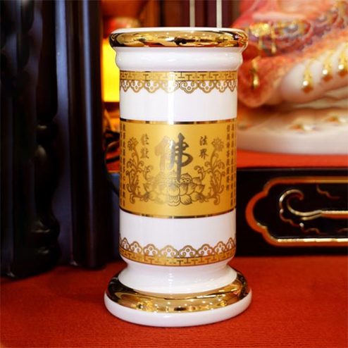 Ống Đựng Hương Sứ Tâm Kinh Vàng Nhập Khẩu DT504