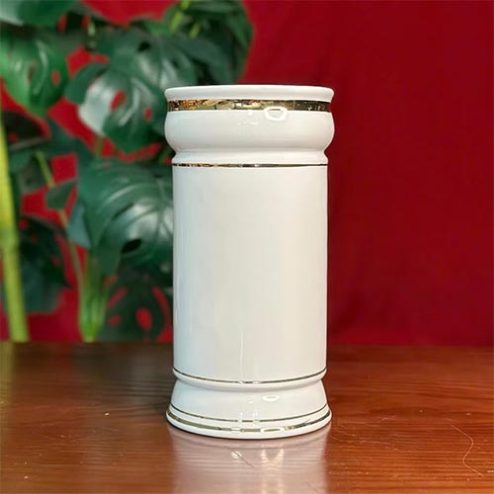 Ống Đựng Hương Sứ Trắng Viền Vàng Nhập Khẩu DT558