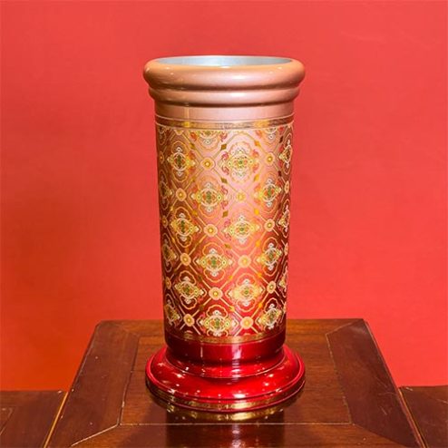 Ống Hương Đồng Hoa Văn Đỏ Vẽ Gấm Cao Cấp DT417