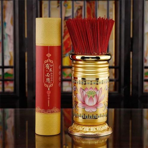 Ống Hương Hợp Kim Gấm Hoa Sen Vàng Cao Cấp DT387