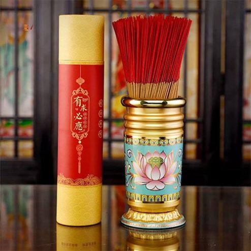 Ống Hương Hợp Kim Gấm Hoa Sen Xanh Dương DT380