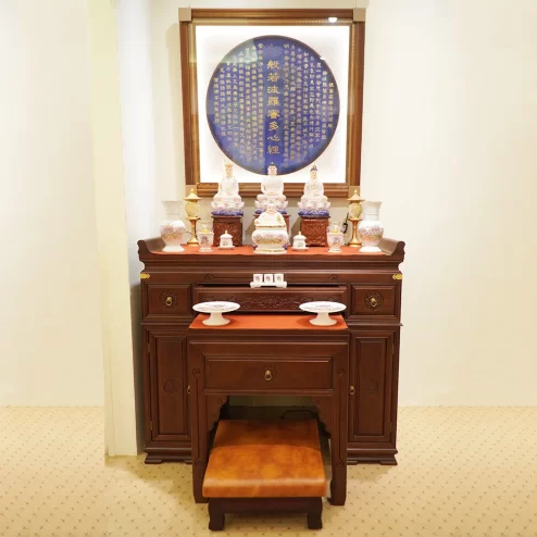 Bàn thờ gỗ Cẩm chạm khắc hoa sen màu nguyên bản BT8708 An Phát