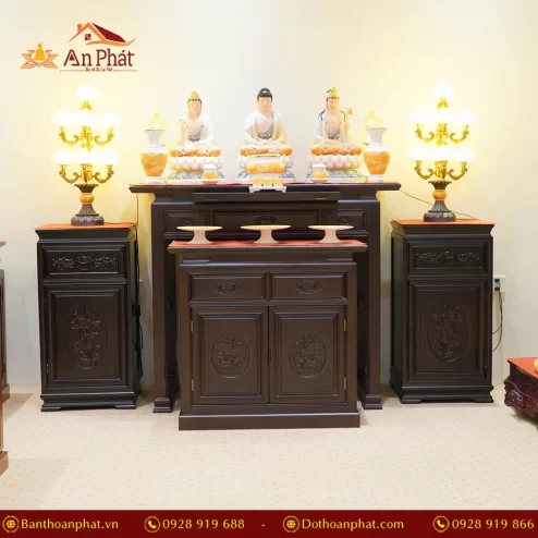 Bàn thờ gỗ Cẩm mẹ bồng con màu óc chó BT8712 An Phát