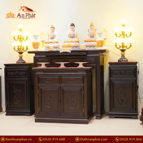 Tủ bàn thờ đứng đẹp thờ Phật và gia tiên