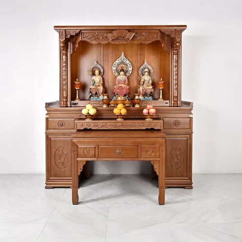 Ban Thờ Gỗ Nhập Khẩu Khắc Kinh Phật BT8701 An Phát