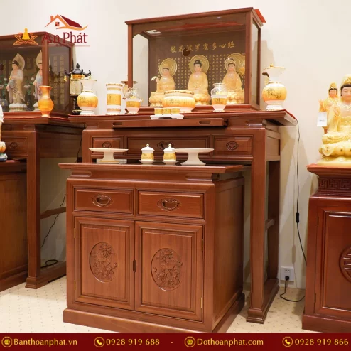 Bàn thờ đứng đẹp thờ Phật và gia tiên cao cấp