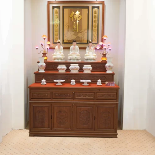 Ban thờ tam cấp Bát bảo Kiết tường màu nguyên bản BT8704 An Phát