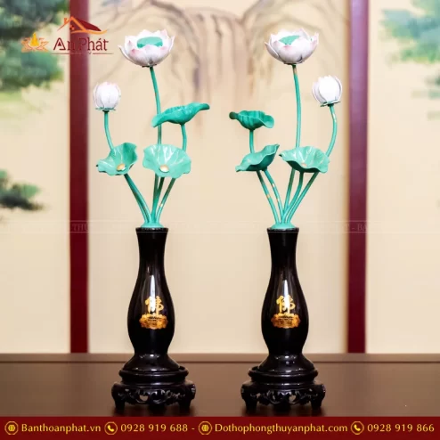 Bình Hoa Sen Đồng Đài Loan Bình Đen DTD1435 An Phát