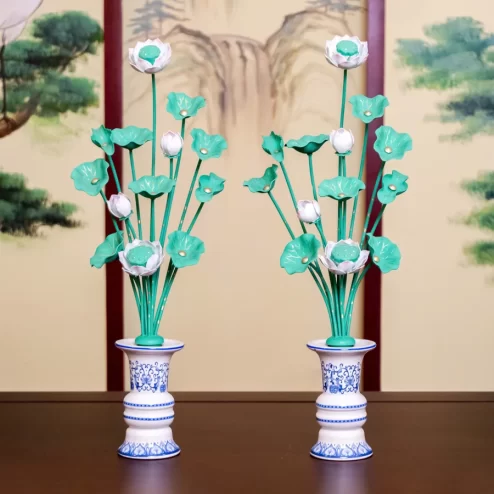 Bình Hoa Sen Đồng Đài Loan Cành Xanh DTD1434 An Phát