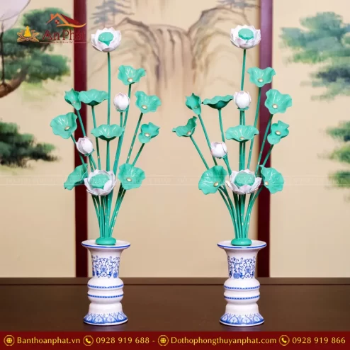 Bình Hoa Sen Đồng Đài Loan Cành Xanh DTD1434 An Phát