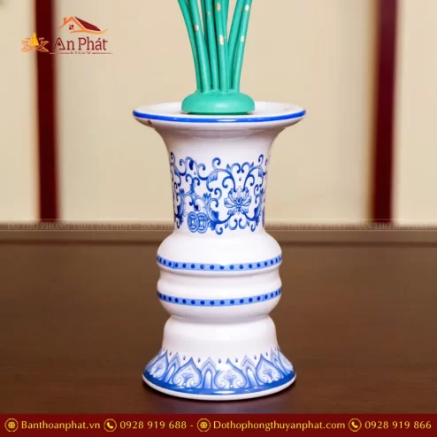 Bình Hoa Sen Đồng Đài Loan Cành Xanh DTD1434 An Phát