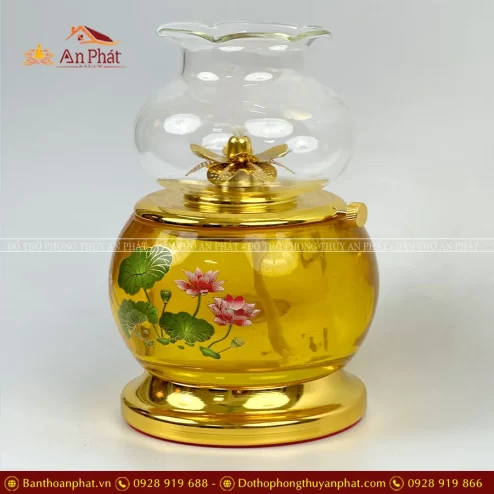 Đèn thờ dầu cao cấp hoa sen đẹp DTD1472 An Phát