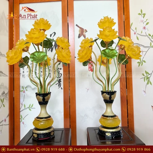 Đèn thờ cao cấp lưu ly hoa sen