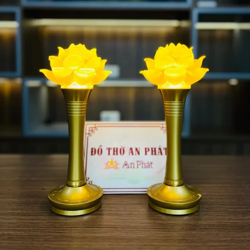 Đèn thờ điện hoa sen 1 bông thân hợp kim DTD1489 An Phát